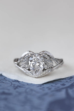 Lab grown diamond engagement ring, white gold tree branch ring / Viola - Eden Garden Jewelry™