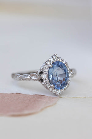 Florentina | custom engagement ring with oval cut gemstone 9x7 mm - Eden Garden Jewelry™