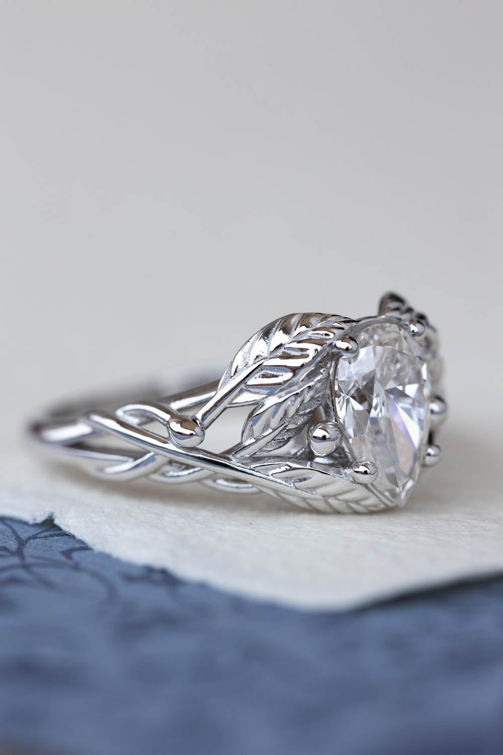 Lab grown diamond engagement ring, white gold tree branch ring / Viola - Eden Garden Jewelry™