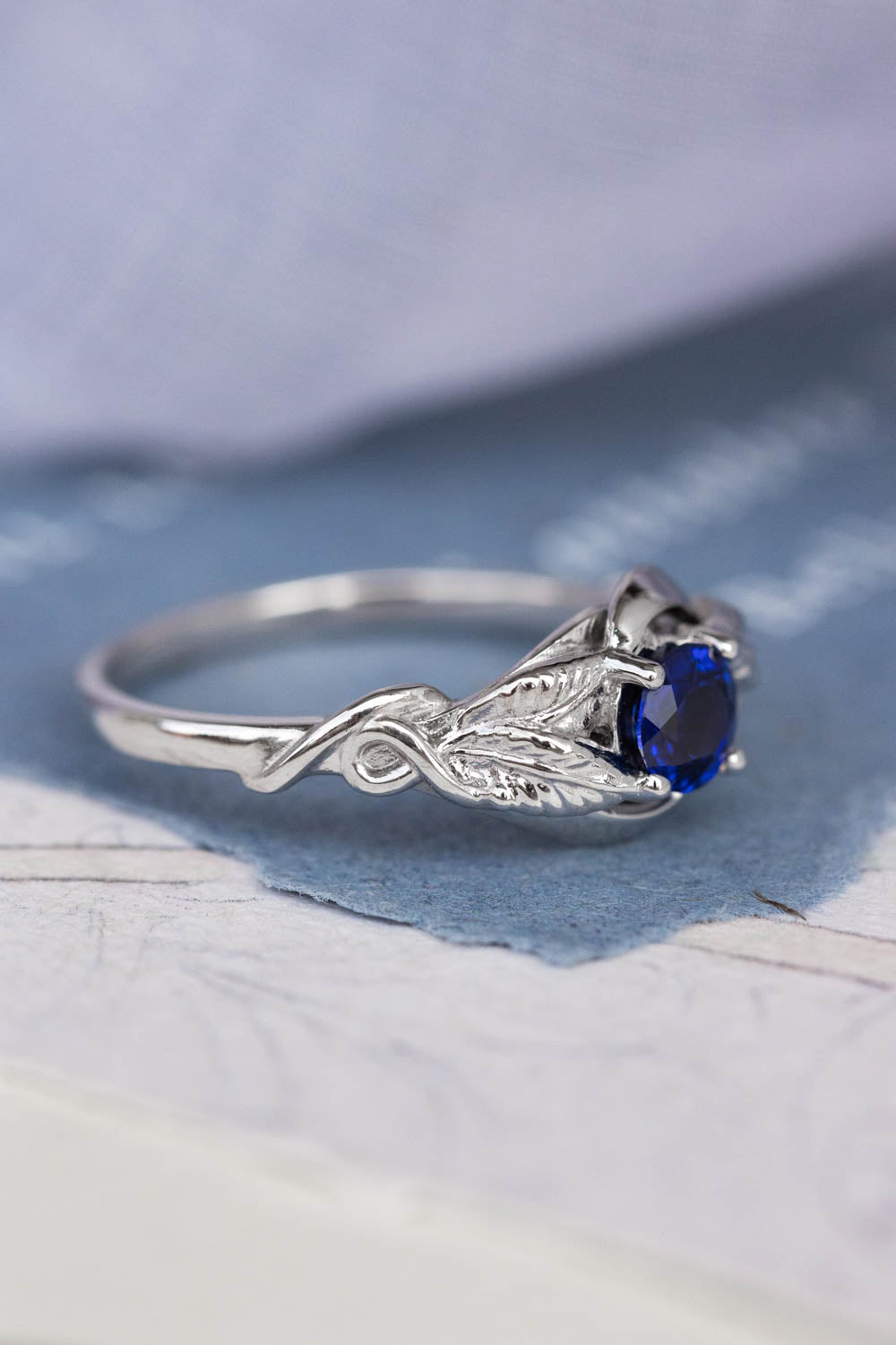 Lab created sapphire engagement ring / Azalea - Eden Garden Jewelry™