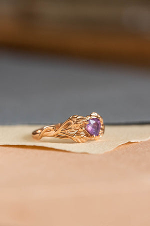 Heart sapphire twig engagement ring, rose gold ring with sapphire / Tilia - Eden Garden Jewelry™