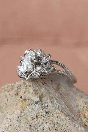 Lab grown diamond engagement ring, white gold ring with oval diamond / Adonis - Eden Garden Jewelry™