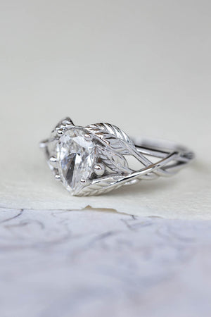 Lab grown diamond engagement ring, white gold tree branch ring / Viola - Eden Garden Jewelry™