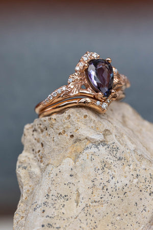 Purple tanzanite engagement ring, nature inspired gold proposal ring with diamonds / Amelia - Eden Garden Jewelry™