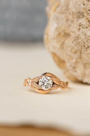 Lab grown diamond engagement ring, rose gold proposal ring with round diamond / Azalea - Eden Garden Jewelry™