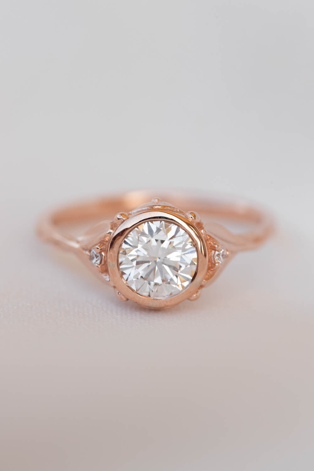 1 carat lab grown diamond engagement ring set, rose gold bridal ring set with diamonds / Roma - Eden Garden Jewelry™