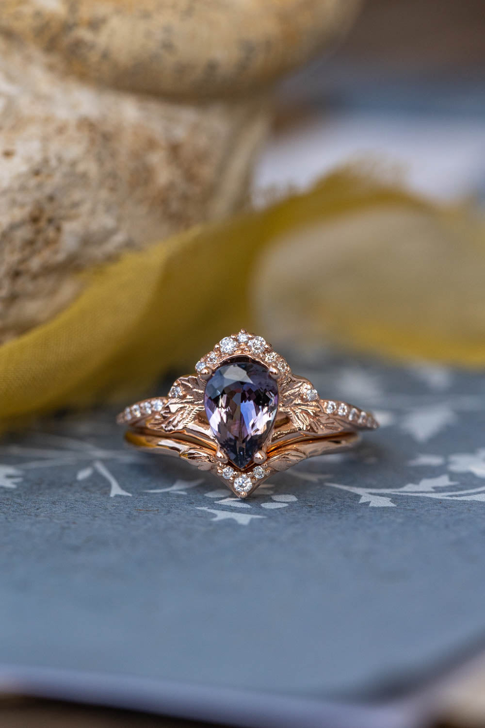 Purple tanzanite engagement ring, nature inspired gold proposal ring with diamonds / Amelia - Eden Garden Jewelry™