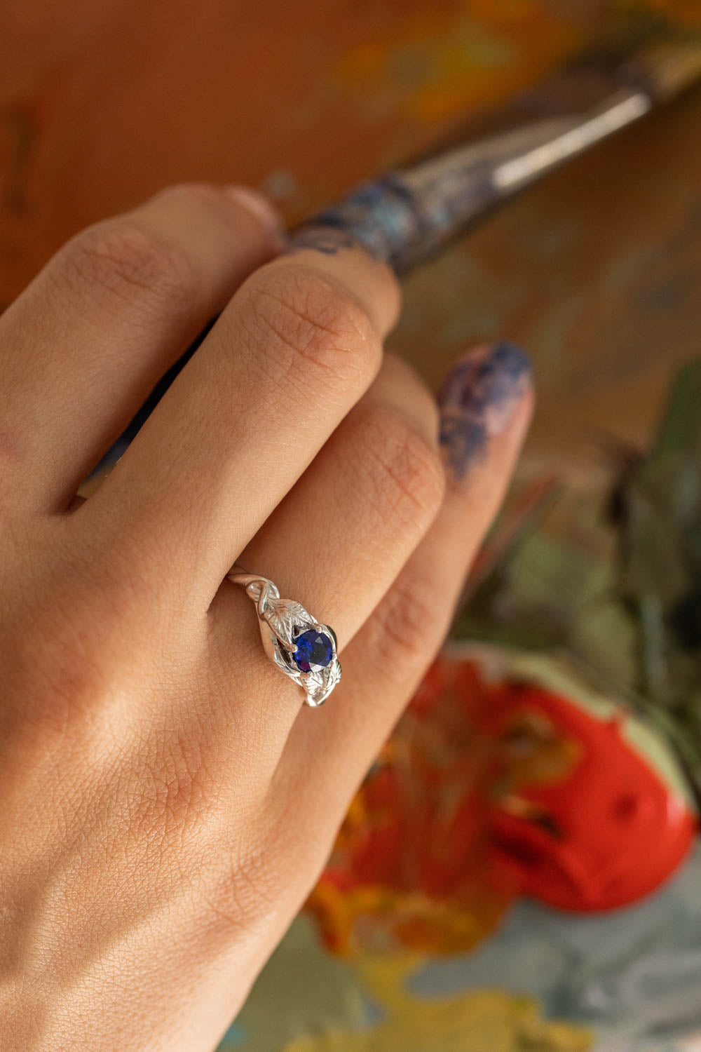 Lab created sapphire engagement ring / Azalea - Eden Garden Jewelry™