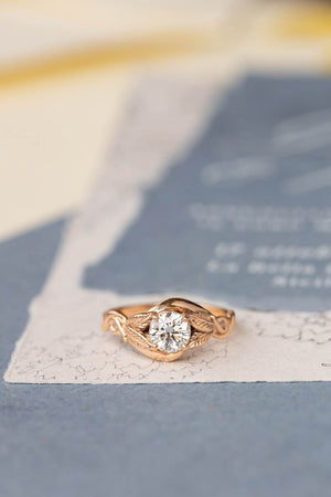 Lab grown diamond engagement ring, rose gold proposal ring with round diamond / Azalea - Eden Garden Jewelry™