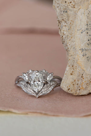 Lab grown diamond engagement ring, white gold ring with oval diamond / Adonis - Eden Garden Jewelry™