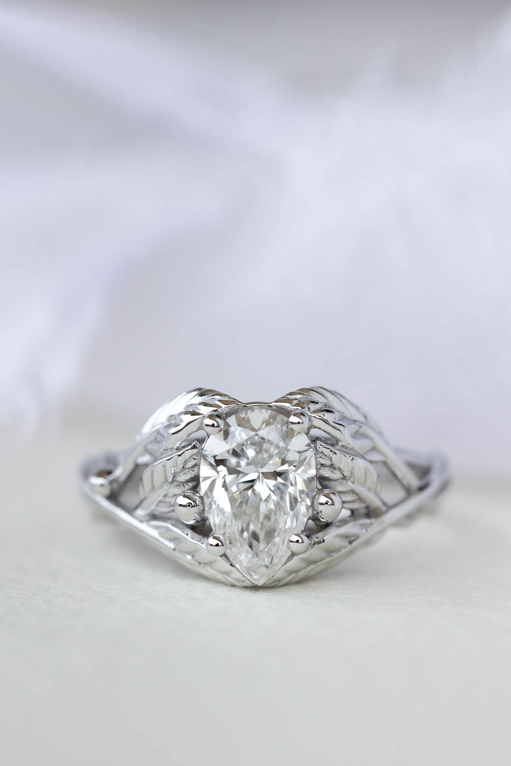 Lab grown diamond engagement ring, white gold tree branch ring / Viola - Eden Garden Jewelry™