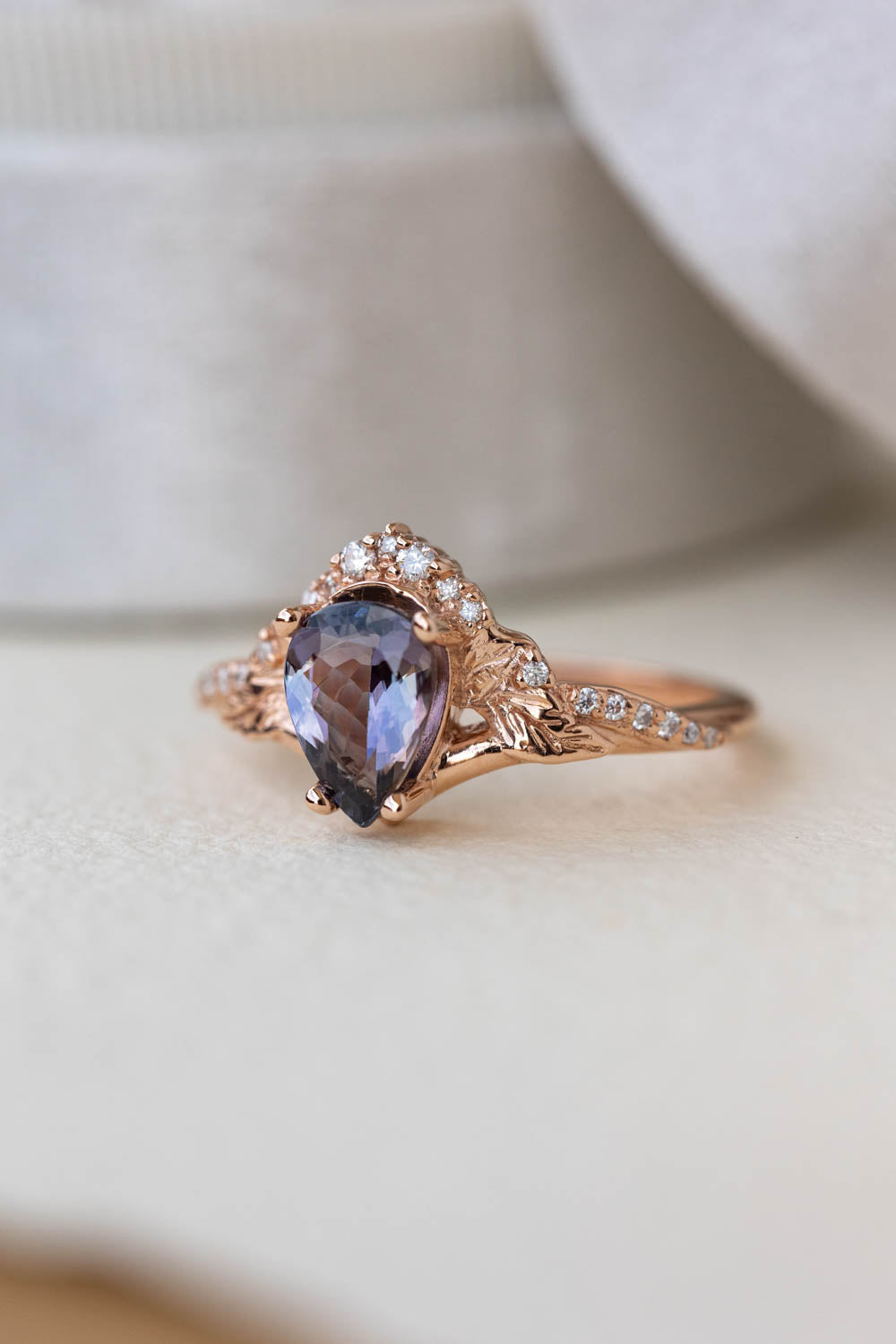 Purple tanzanite engagement ring, nature inspired gold proposal ring with diamonds / Amelia - Eden Garden Jewelry™