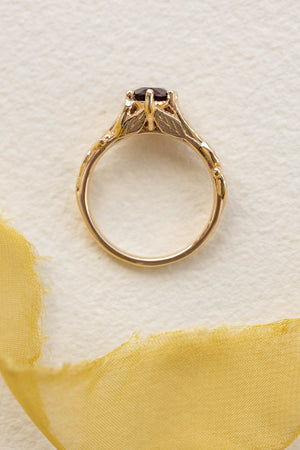 READY TO SHIP: Freesia ring in 14K yellow gold, natural garnet 8x6 mm oval cut, RING SIZE - 7 US - Eden Garden Jewelry™