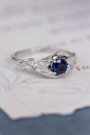 Lab created sapphire engagement ring / Azalea - Eden Garden Jewelry™