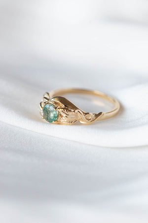 Delicate engagement ring with unique moss agate / Azalea - Eden Garden Jewelry™