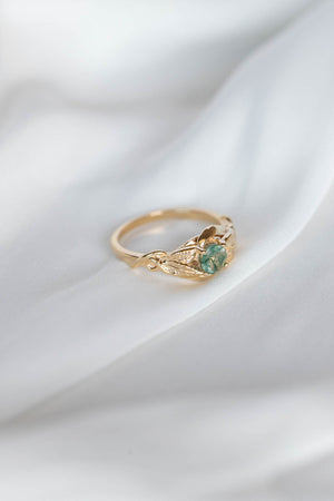 Delicate engagement ring with unique moss agate / Azalea - Eden Garden Jewelry™