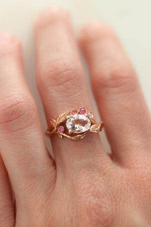 Branch engagement ring with morganite, pink sapphires and diamond - Eden Garden Jewelry™