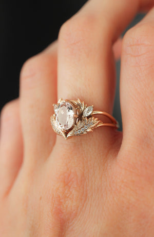 Morganite and diamonds engagement ring / Adonis - Eden Garden Jewelry™