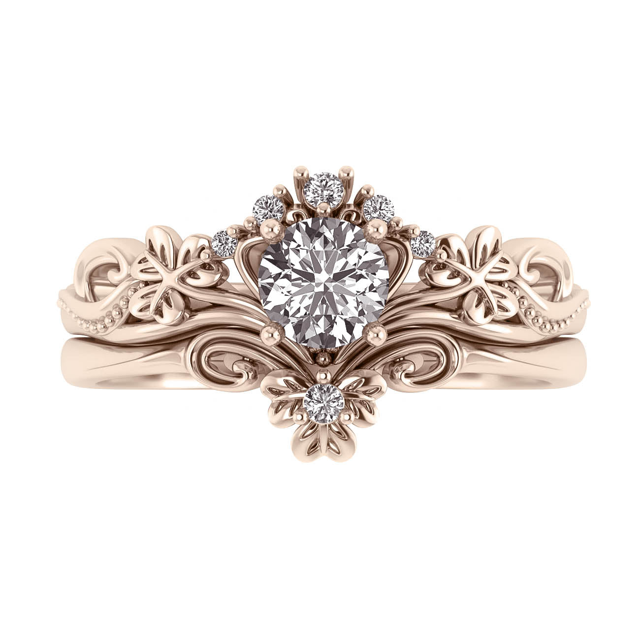 Horta | custom bridal ring setting, engagement & wedding band set - Eden Garden Jewelry™