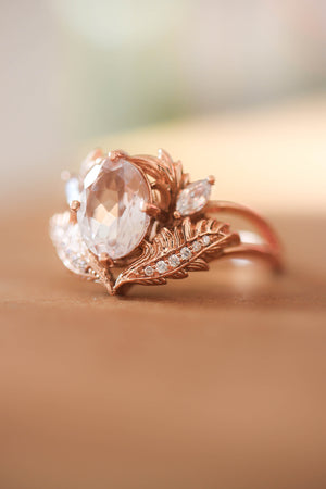 Morganite and diamonds engagement ring / Adonis - Eden Garden Jewelry™