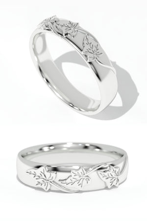 Men's wedding band, ivy leaves ring - Eden Garden Jewelry™