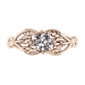 Tilia | leaf engagement ring setting, round 5 mm - Eden Garden Jewelry™