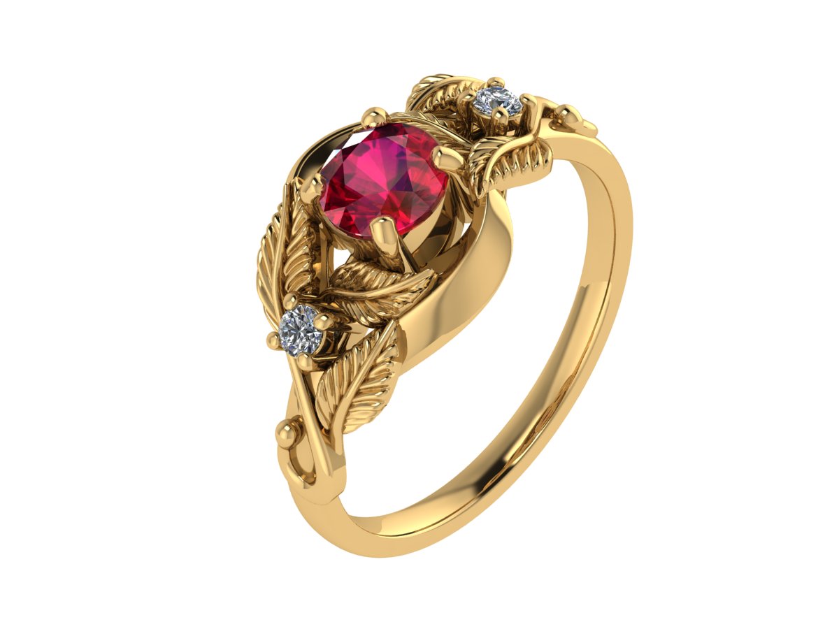 Azalea | custom ring setting, three gemstones ring, 5 mm central - Eden Garden Jewelry™