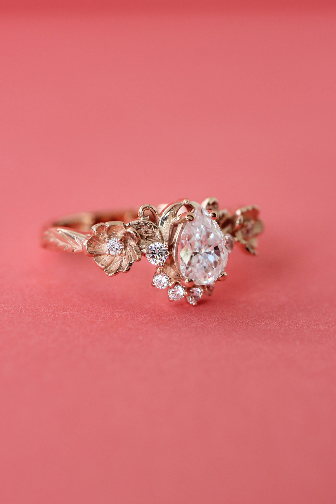 Adelina | floral engagement ring setting with half-halo - Eden Garden Jewelry™