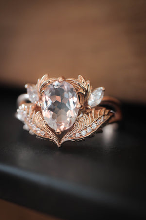 Morganite and diamonds engagement ring / Adonis - Eden Garden Jewelry™