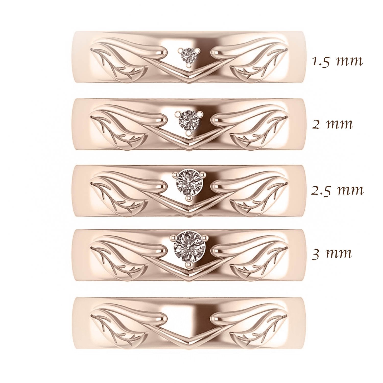 Nature wedding band set for couple / Wisteria - Eden Garden Jewelry™