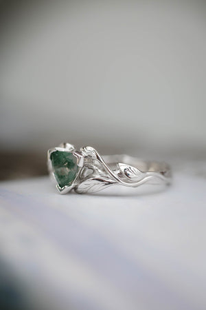 Trillion cut moss agate ring / Clematis - Eden Garden Jewelry™