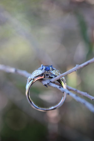 Pear cut sapphire ring, nature engagement ring / Wisteria - Eden Garden Jewelry™