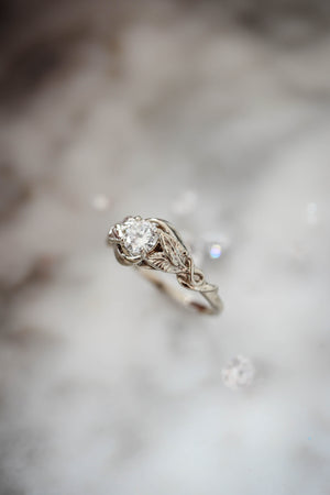 Moissanite leaf engagement ring / Azalea - Eden Garden Jewelry™