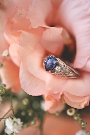 Sapphire and diamonds engagement ring / Wisteria - Eden Garden Jewelry™