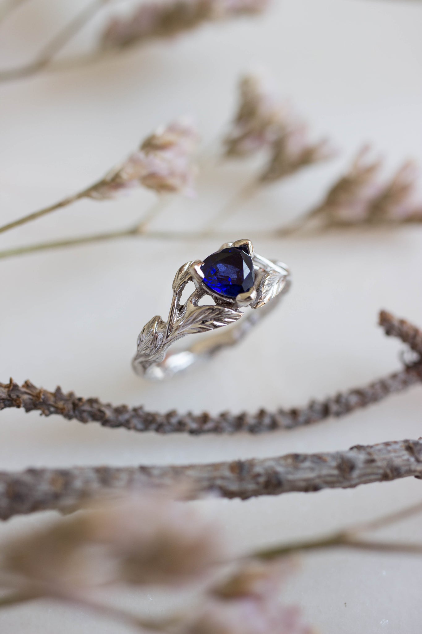 Trillion cut sapphire ring / Clematis - Eden Garden Jewelry™