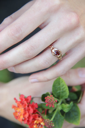 Red garnet engagement ring / Azalea - Eden Garden Jewelry™