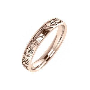 Ivy leaves wedding band, unisex wedding band 4 mm - Eden Garden Jewelry™