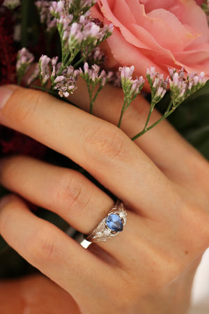 Lab sapphire and natural diamonds ring / Wisteria - Eden Garden Jewelry™