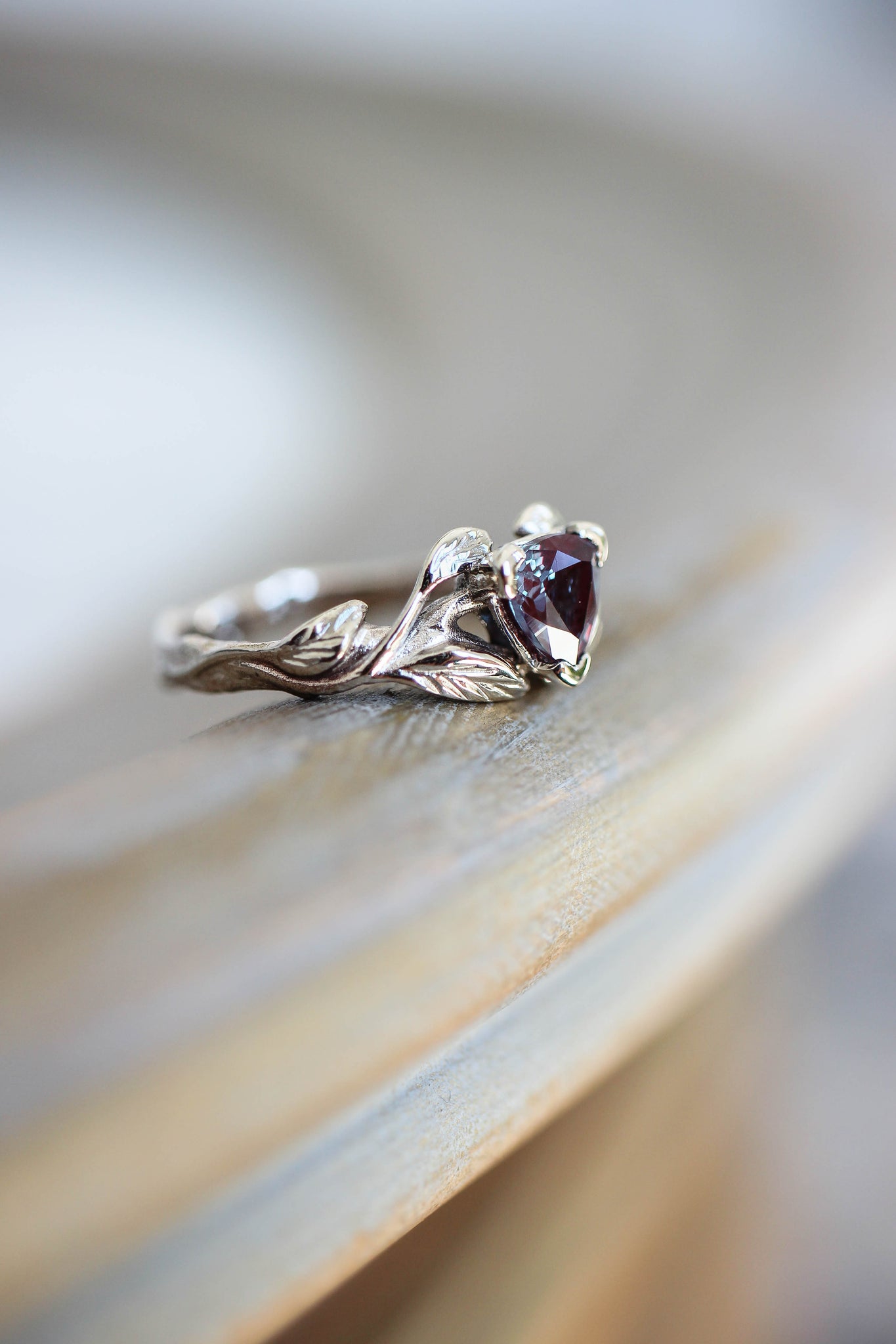 Lab alexandrite ring, trillion cut / Clematis - Eden Garden Jewelry™