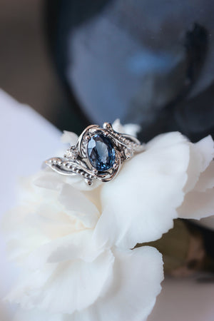 Blue sapphire engagement ring with diamonds / Undina - Eden Garden Jewelry™