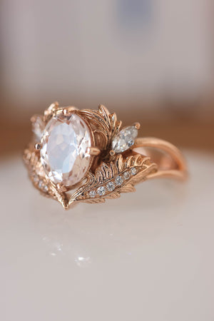 Morganite and diamonds engagement ring / Adonis - Eden Garden Jewelry™