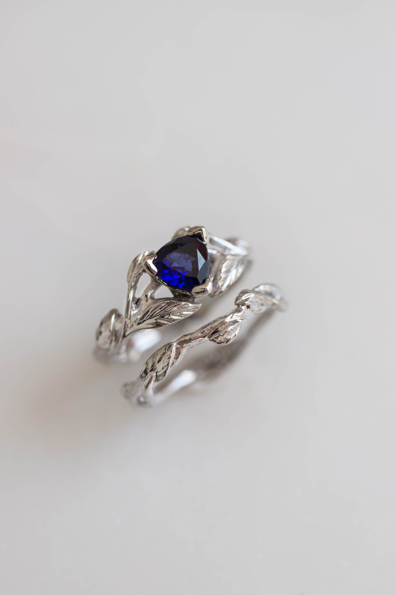 Trillion cut sapphire ring / Clematis - Eden Garden Jewelry™