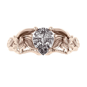 Eloise | floral engagement ring setting with pear cut gemstone - Eden Garden Jewelry™