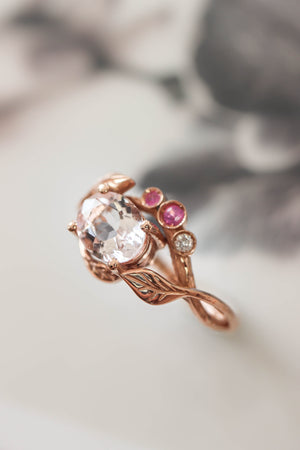 Branch engagement ring with morganite, pink sapphires and diamond - Eden Garden Jewelry™