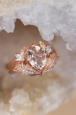 Morganite and diamonds engagement ring / Adonis - Eden Garden Jewelry™