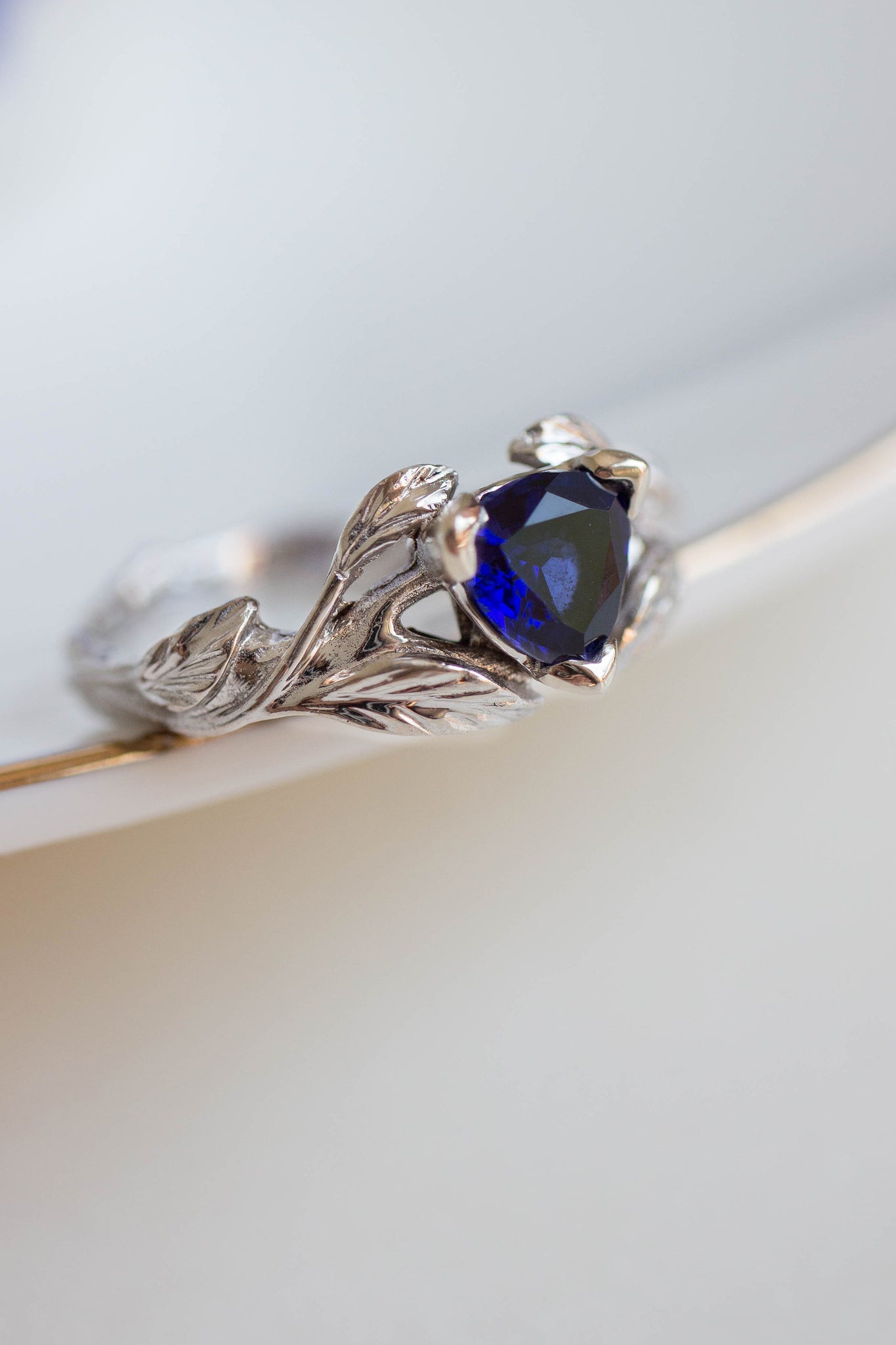 Trillion cut sapphire ring / Clematis - Eden Garden Jewelry™