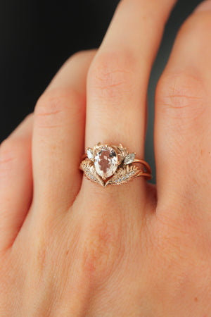 Morganite and diamonds engagement ring / Adonis - Eden Garden Jewelry™