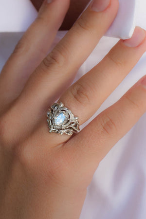 Moonstone engagement ring set / Lida - Eden Garden Jewelry™