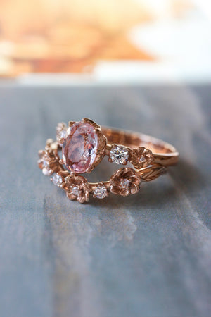 Bridal set with morganite and diamonds - Eden Garden Jewelry™