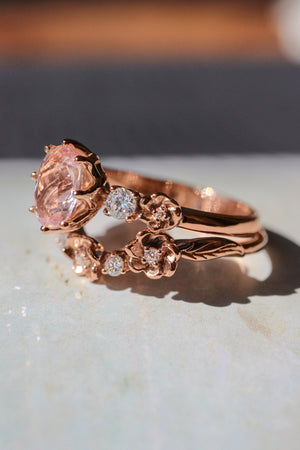 Bridal set with morganite and diamonds - Eden Garden Jewelry™